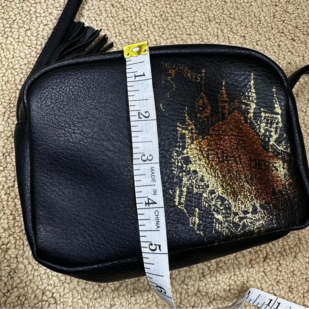 Harry Potter‎ Faux Leather Black Crossbody Bag with Yellow Marauder's Map Design
